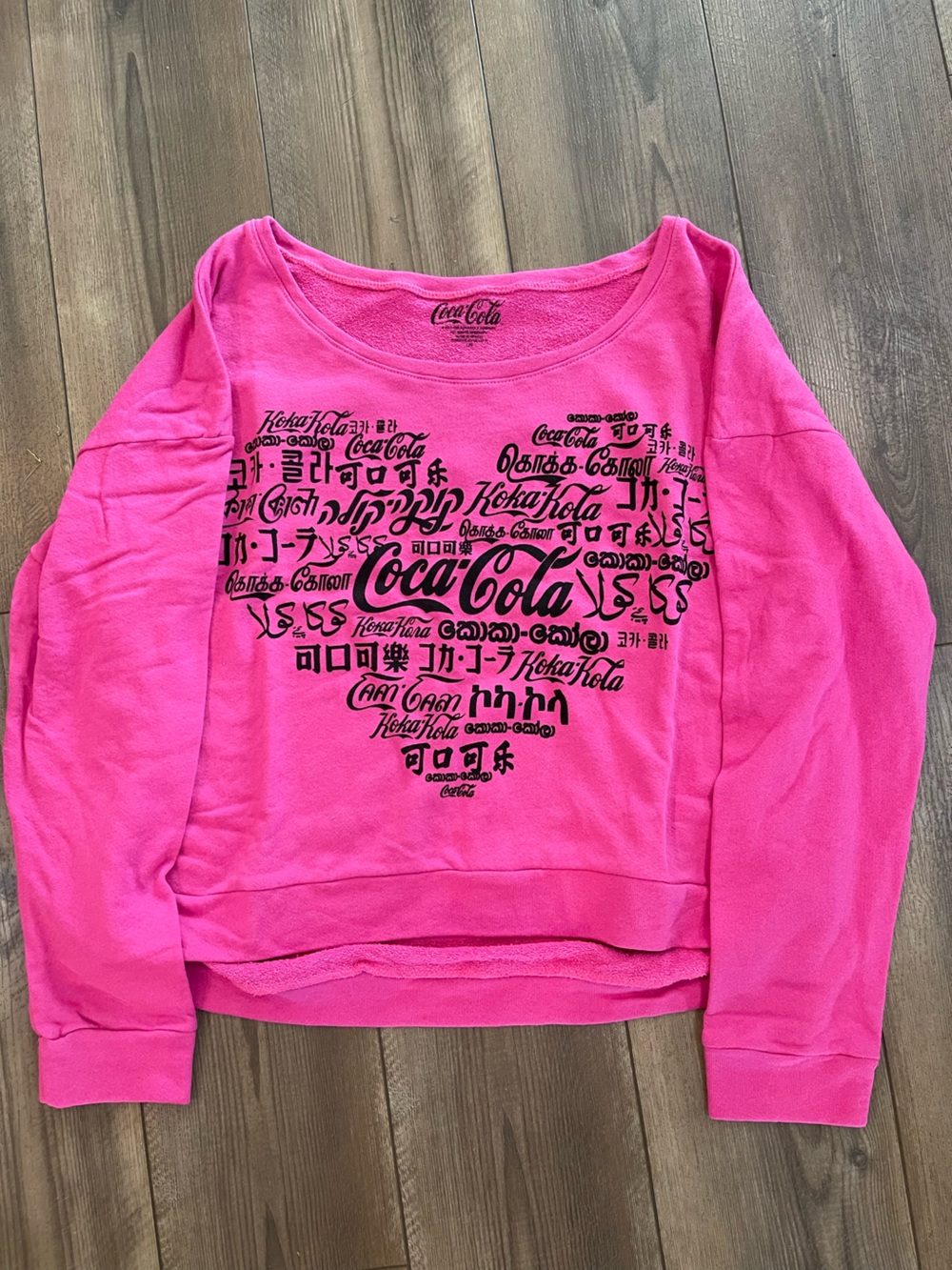 Coca Cola Bright Pink Kids Graphic Pullover Sweatshirt